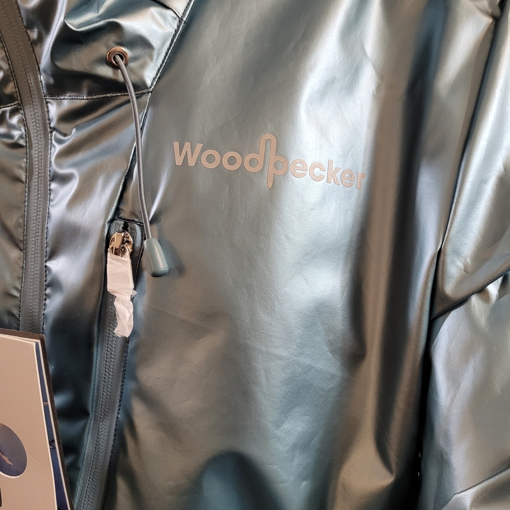 Metallic Teal Hooded Rain Jacket - Picture 3 of 12